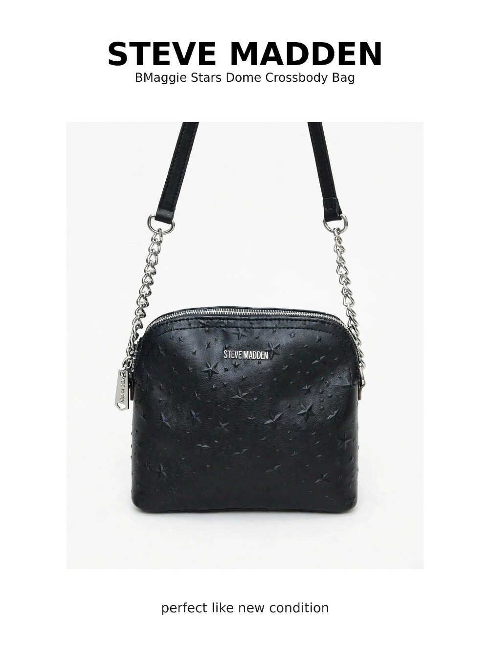 Steve Madden Black Star-Embossed Dome Crossbody